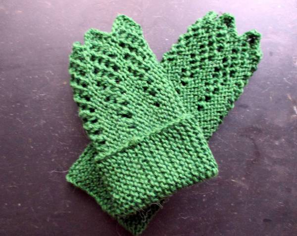 Stulpen, Pulswärmer, Armstulpen, Wolle, Strick, Spitze, grün