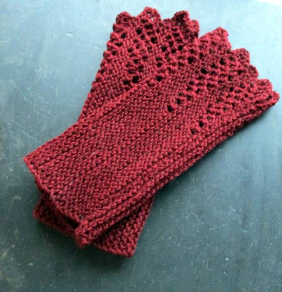 Stulpen, Pulswärmer, Armstulpen, Wolle, Strick, Spitze, rostrot