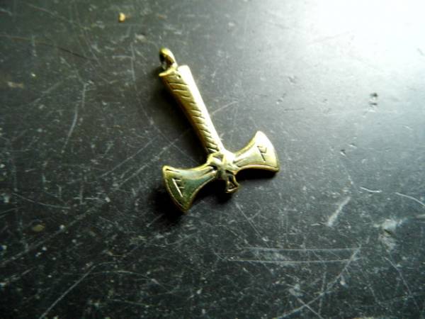 Anhänger, Thorhammer, Bronze, goldfarben, Thorhammer, Thor, Germanen, Männer, Frauen, Schmuck