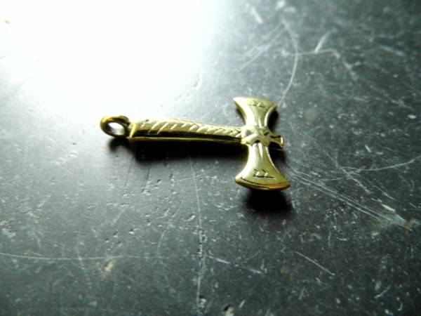 Anhänger, Thorhammer, Bronze, goldfarben, Thorhammer, Thor, Germanen, Männer, Frauen, Schmuck