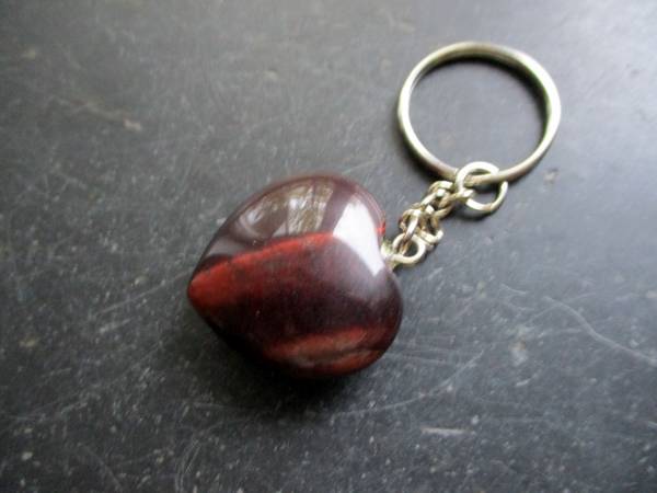 Schlüsselanhänger, Taschenanhänger, Herz, Metall, Edelstein, Tigerauge, rot