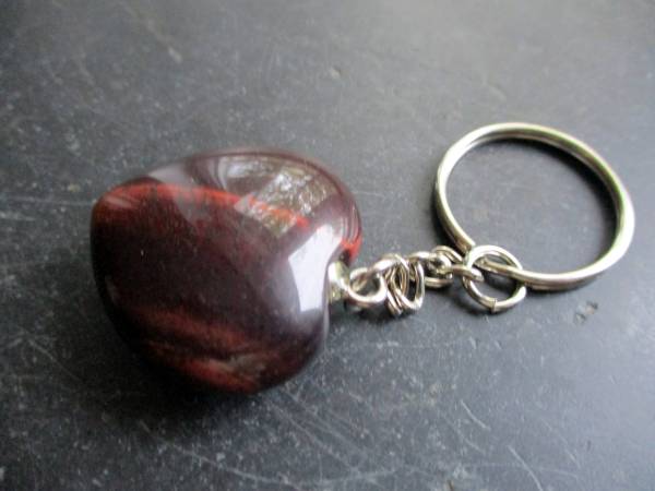 Schlüsselanhänger, Taschenanhänger, Herz, Metall, Edelstein, Tigerauge, rot