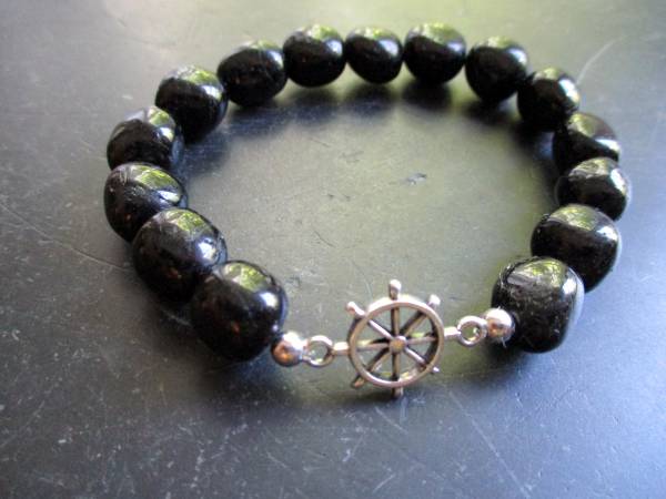 Armband, Turmalin, schwarz, Steuerrad, Schmuck, Männer