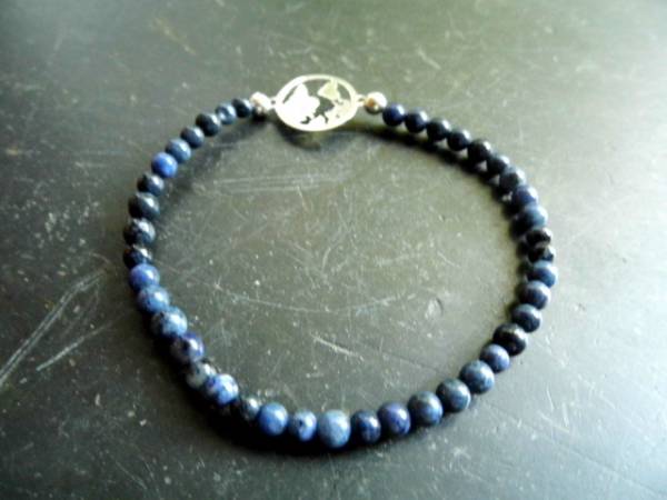 Armband, Welt, Weltkugel, Sterlingsilber, Dumortierit, blau, Symbolarmband, Schmuck